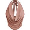 imageSOLY HUX Womens Halter Draped Front Tank Top Sexy Backless Going Out Crop Vest TopsDusty Pink