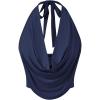 imageSOLY HUX Womens Halter Draped Front Tank Top Sexy Backless Going Out Crop Vest TopsNavy Blue