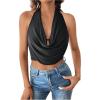 imageSOLY HUX Womens Halter Draped Front Tank Top Sexy Backless Going Out Crop Vest TopsPlain Black