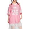 imageSOLY HUX Womens Jersey Shirts Y2K Graphic Tees Streetwear Cute Football Jerseys Oversized TShirt TopsPink Graphic