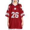 imageSOLY HUX Womens Jersey Shirts Y2K Graphic Tees Streetwear Cute Football Jerseys Oversized TShirt TopsRed Graphic
