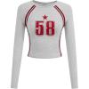 imageSOLY HUX Womens Long Sleeve Y2K Crop Tops Fitted Graphic Tees Star Number Print Going Out T Shirts Striped ShirtGrey Letter