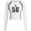 imageSOLY HUX Womens Long Sleeve Y2K Crop Tops Fitted Graphic Tees Star Number Print Going Out T Shirts Striped ShirtWhite Letter