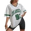 imageSOLY HUX Womens Oversized Jersey Shirts V Neck Graphic Tees Summer Baggy Blokecore TShirt TopsWhite Blue Graphic