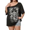 imageSOLY HUX Womens Plus Size Off The Shoulder Tops Graphic Tees Y2K Clothes Casual Short Sleeve Oversized T ShirtsBlack Graphic
