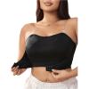 imageSOLY HUX Womens Plus Size Strapless Seamless Bra Wireless Bandeau Bralette with Transparent StrapsSolid Black