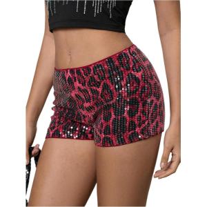 imageSOLY HUX Womens Cheetah Print Micro Shorts Leopard Y2k Mini Rave OutfitsBurgundy Cheetah