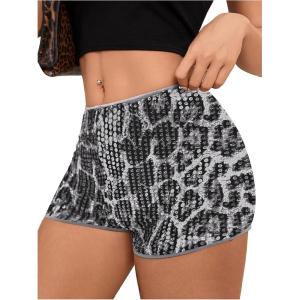 imageSOLY HUX Womens Cheetah Print Micro Shorts Leopard Y2k Mini Rave OutfitsGrey Cheetah