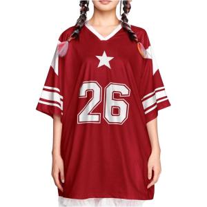 imageSOLY HUX Womens Jersey Shirts Y2K Graphic Tees Streetwear Cute Football Jerseys Oversized TShirt TopsRed Graphic