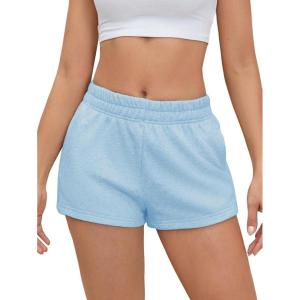 imageSOLY HUX Womens Sweat Shorts Casual Summer Elastic High Waist Running Lounge Shorts with PocketsLight Blue