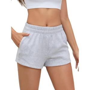 imageSOLY HUX Womens Sweat Shorts Casual Summer Elastic High Waist Running Lounge Shorts with PocketsLight Grey