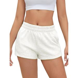 imageSOLY HUX Womens Sweat Shorts Casual Summer Elastic High Waist Running Lounge Shorts with PocketsPure Beige