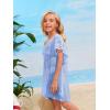 imageSOLY HUX Girls V Neck Crochet Short Sleeve Beach Dress Summer Swimsuit Bikini Cover UpLight Blue Plain