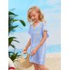 imageSOLY HUX Girls V Neck Crochet Short Sleeve Beach Dress Summer Swimsuit Bikini Cover UpLight Blue Plain