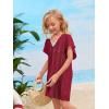 imageSOLY HUX Girls V Neck Crochet Short Sleeve Beach Dress Summer Swimsuit Bikini Cover UpPlain Burgundy