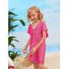 imageSOLY HUX Girls V Neck Crochet Short Sleeve Beach Dress Summer Swimsuit Bikini Cover UpPlain Hotpink