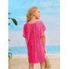 imageSOLY HUX Girls V Neck Crochet Short Sleeve Beach Dress Summer Swimsuit Bikini Cover UpPlain Hotpink