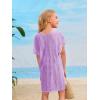 imageSOLY HUX Girls V Neck Crochet Short Sleeve Beach Dress Summer Swimsuit Bikini Cover UpPlain Mauve Purple