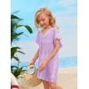 imageSOLY HUX Girls V Neck Crochet Short Sleeve Beach Dress Summer Swimsuit Bikini Cover UpPlain Mauve Purple