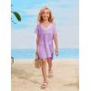 imageSOLY HUX Girls V Neck Crochet Short Sleeve Beach Dress Summer Swimsuit Bikini Cover UpPlain Mauve Purple
