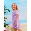 imageSOLY HUX Girls V Neck Crochet Short Sleeve Beach Dress Summer Swimsuit Bikini Cover UpPlain Mauve Purple