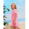 imageSOLY HUX Girls V Neck Crochet Short Sleeve Beach Dress Summer Swimsuit Bikini Cover UpPlain Pink
