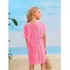 imageSOLY HUX Girls V Neck Crochet Short Sleeve Beach Dress Summer Swimsuit Bikini Cover UpPlain Pink