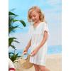 imageSOLY HUX Girls V Neck Crochet Short Sleeve Beach Dress Summer Swimsuit Bikini Cover UpPlain White