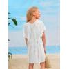 imageSOLY HUX Girls V Neck Crochet Short Sleeve Beach Dress Summer Swimsuit Bikini Cover UpPlain White