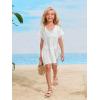 imageSOLY HUX Girls V Neck Crochet Short Sleeve Beach Dress Summer Swimsuit Bikini Cover UpPlain White