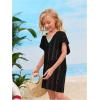 imageSOLY HUX Girls V Neck Crochet Short Sleeve Beach Dress Summer Swimsuit Bikini Cover UpPure Black