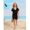 imageSOLY HUX Girls V Neck Crochet Short Sleeve Beach Dress Summer Swimsuit Bikini Cover UpPure Black