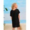 imageSOLY HUX Girls V Neck Crochet Short Sleeve Beach Dress Summer Swimsuit Bikini Cover UpPure Black
