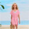 imageSOLY HUX Girls V Neck Crochet Short Sleeve Beach Dress Summer Swimsuit Bikini Cover UpPure Light Pink
