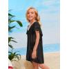 imageSOLY HUX Girls V Neck Crochet Short Sleeve Beach Dress Summer Swimsuit Bikini Cover UpSolid Black