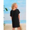 imageSOLY HUX Girls V Neck Crochet Short Sleeve Beach Dress Summer Swimsuit Bikini Cover UpSolid Black