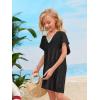 imageSOLY HUX Girls V Neck Crochet Short Sleeve Beach Dress Summer Swimsuit Bikini Cover UpSolid Black