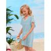 imageSOLY HUX Girls V Neck Crochet Short Sleeve Beach Dress Summer Swimsuit Bikini Cover UpSolid Blue