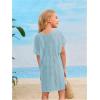 imageSOLY HUX Girls V Neck Crochet Short Sleeve Beach Dress Summer Swimsuit Bikini Cover UpSolid Blue