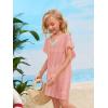 imageSOLY HUX Girls V Neck Crochet Short Sleeve Beach Dress Summer Swimsuit Bikini Cover UpSolid Coral Pink