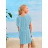 imageSOLY HUX Girls V Neck Crochet Short Sleeve Beach Dress Summer Swimsuit Bikini Cover UpSolid Dusty Blue