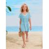 imageSOLY HUX Girls V Neck Crochet Short Sleeve Beach Dress Summer Swimsuit Bikini Cover UpSolid Dusty Blue