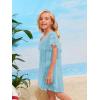 imageSOLY HUX Girls V Neck Crochet Short Sleeve Beach Dress Summer Swimsuit Bikini Cover UpSolid Dusty Blue