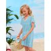 imageSOLY HUX Girls V Neck Crochet Short Sleeve Beach Dress Summer Swimsuit Bikini Cover UpSolid Dusty Blue