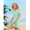 imageSOLY HUX Girls V Neck Crochet Short Sleeve Beach Dress Summer Swimsuit Bikini Cover UpSolid Green
