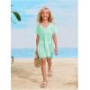 imageSOLY HUX Girls V Neck Crochet Short Sleeve Beach Dress Summer Swimsuit Bikini Cover UpSolid Green