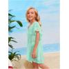 imageSOLY HUX Girls V Neck Crochet Short Sleeve Beach Dress Summer Swimsuit Bikini Cover UpSolid Green