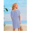 imageSOLY HUX Girls V Neck Crochet Short Sleeve Beach Dress Summer Swimsuit Bikini Cover UpSolid Light Blue
