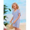 imageSOLY HUX Girls V Neck Crochet Short Sleeve Beach Dress Summer Swimsuit Bikini Cover UpSolid Light Blue