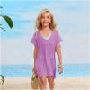 imageSOLY HUX Girls V Neck Crochet Short Sleeve Beach Dress Summer Swimsuit Bikini Cover UpSolid Mauve Purple